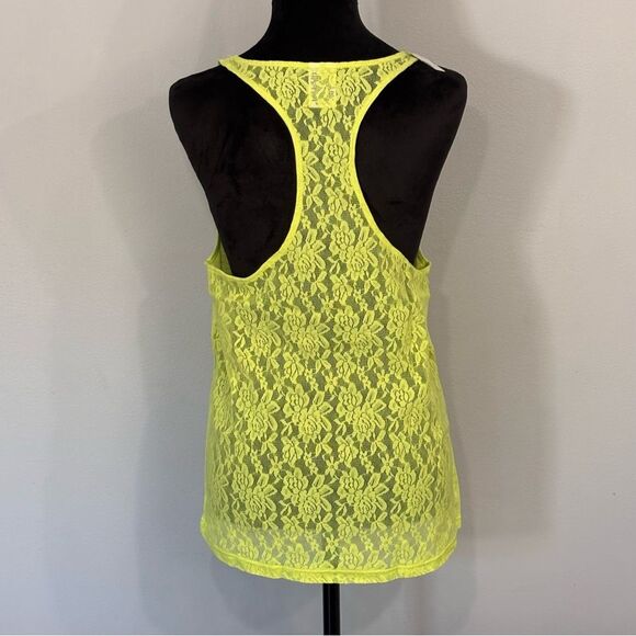 PINK by Victoria's Secret | Women’s Neon Yellow Lace Racerback Tank Top Size XS - Picture 2 of 12